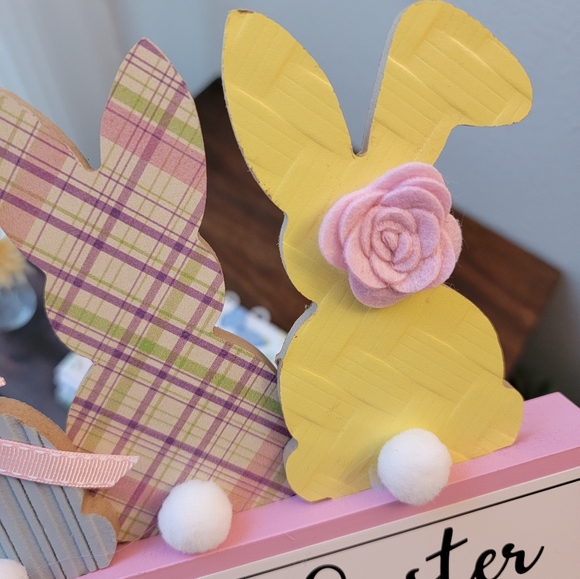 Easter Decoration & Kitchen Dishcloth Set Spring Bunny Butterfly Herbs Pastels - Picture 7 of 7